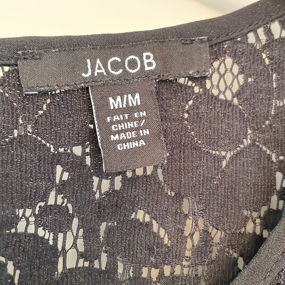 JACOB White Dress Top with Black Lace Details - Picture 2 of 5